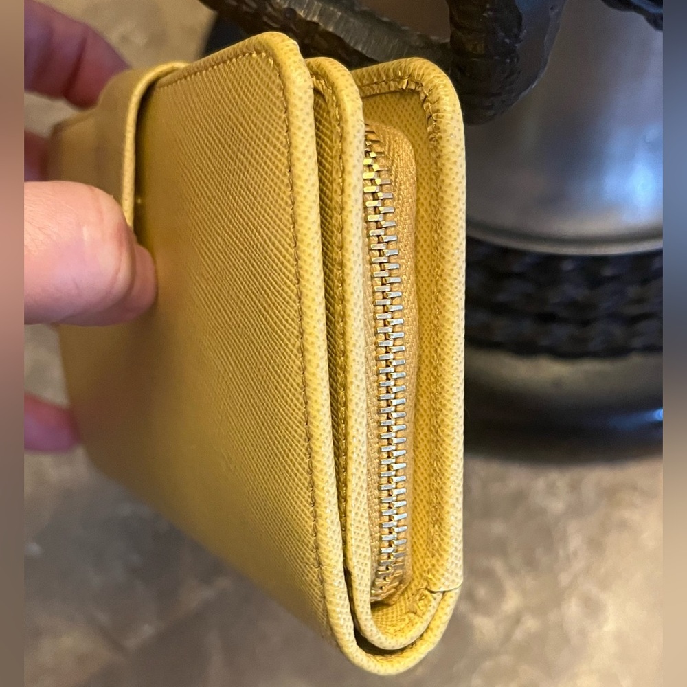Prada Yellow Saffiano Leather Wallet with Gold Logo - Picture 8 of 16